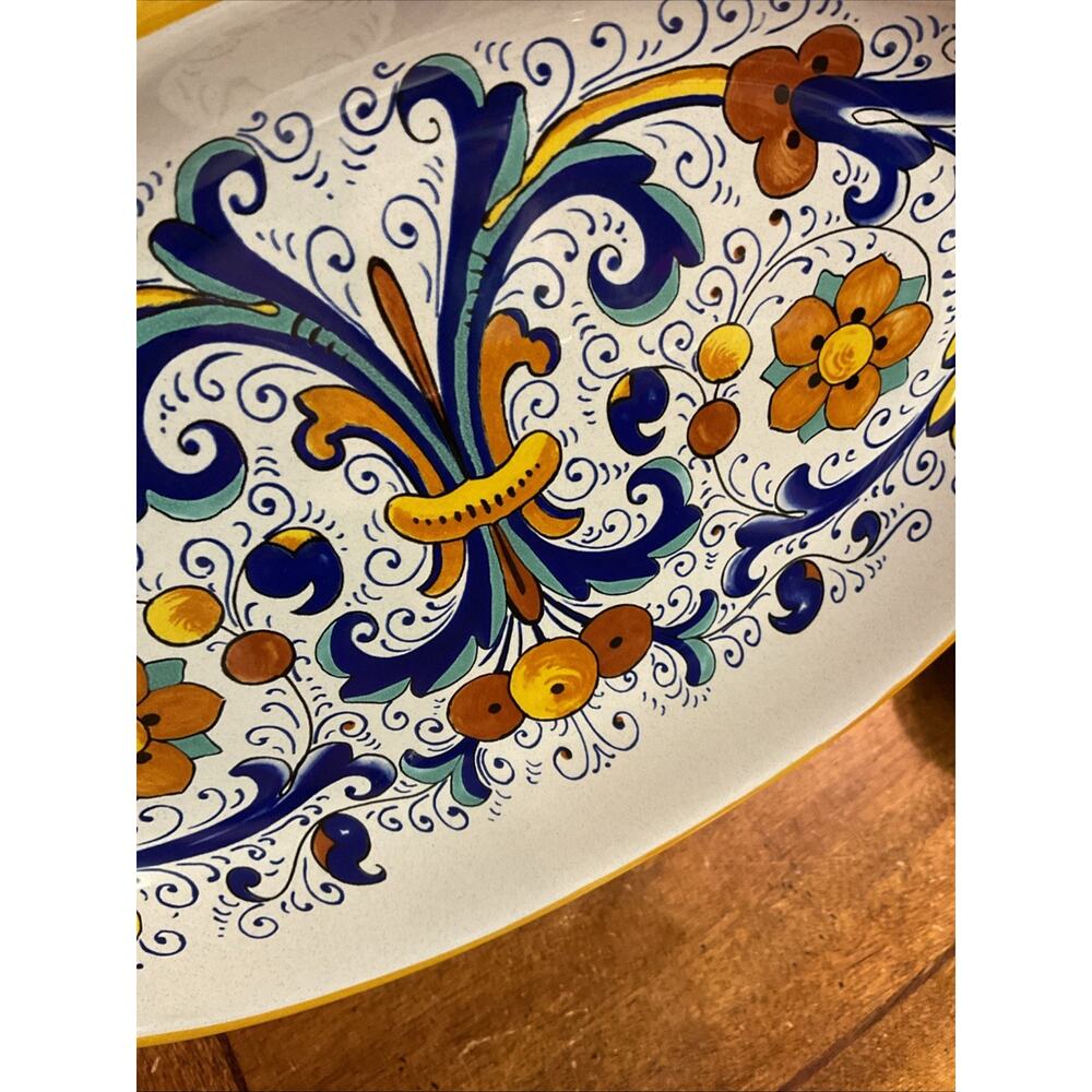 Ceramica Nova Deruta Oval Italian Pottery Tray 10.5” x 7" Hand Painted Italy - Picture 5 of 5